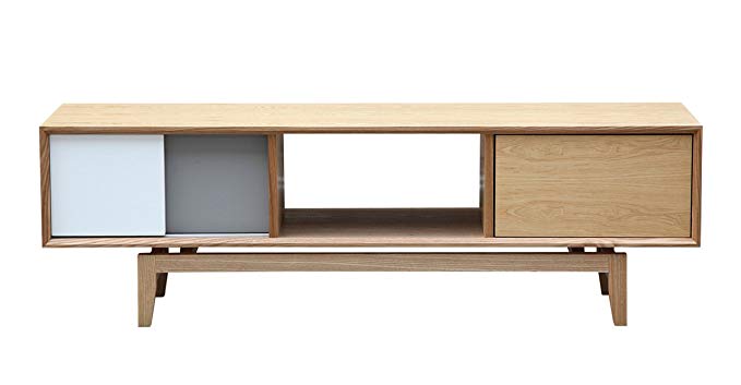 Kardiel Platform Modern Credenza/Media TV Cabinet, Natural Ash Wood