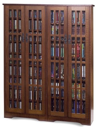 Leslie Dame Double CD,DVD Wall Rack Media Storage in Walnut