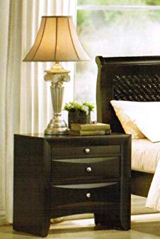 Night Stand with Storage Drawers - Black Finish