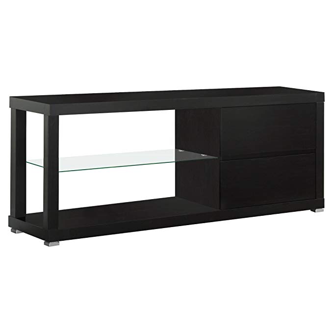 Monarch Specialties Cappuccino Hollow-Core TV Console/Tempered Glass, 60-Inch