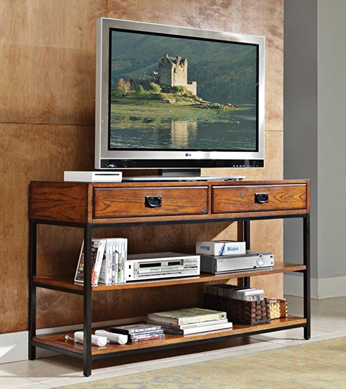 Home Style 5050-06 Modern Craftsman Media Console, Distressed Oak Finish