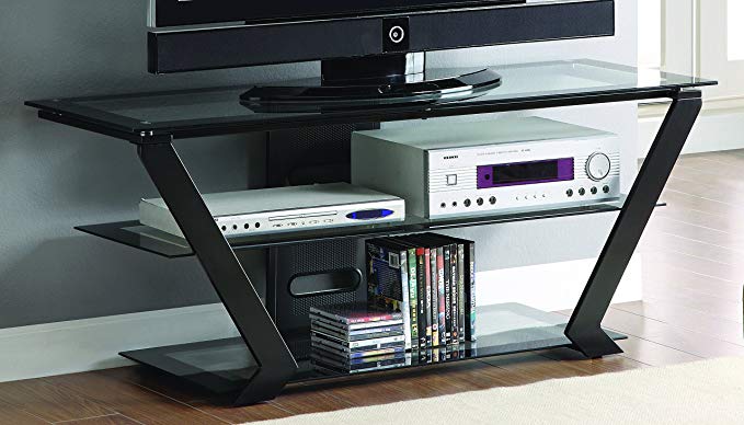 Coaster Home Furnishings TV Console with 2 Tiers of Graduated Storage Shelves Black