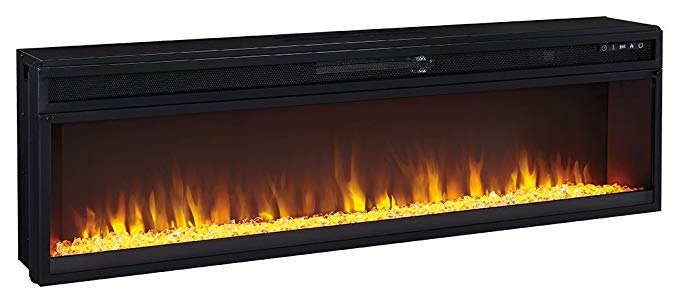 Ashley Furniture Signature Design - Wide Fireplace Insert - TV Stand Sold Separately - LED Fire Display - Temperature Control - Black