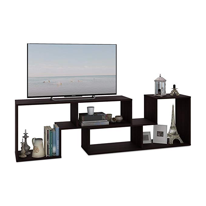 DEVAISE TV Stand/2 Pieces Bookcase/Bookshelf (Dark Oak)