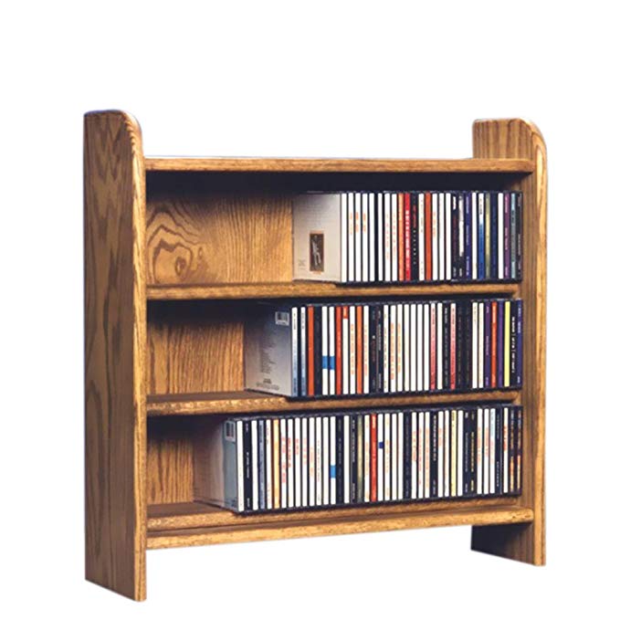 Cdracks Media Furniture Solid Oak 3 Shelf CD Cabinet Maximum Capacity 220 CD's Honey Finish