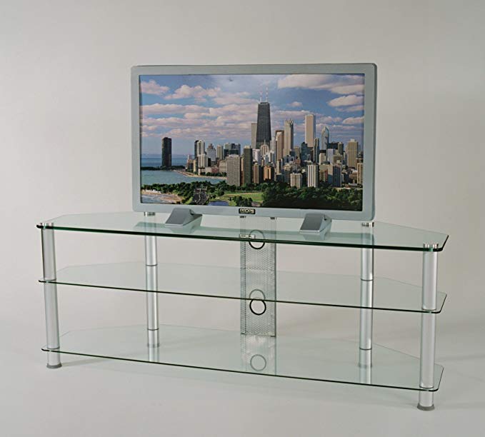 RTA Home and Office TVM-060 Tempered Glass and Aluminum TV Stand with Wire Management for a 60