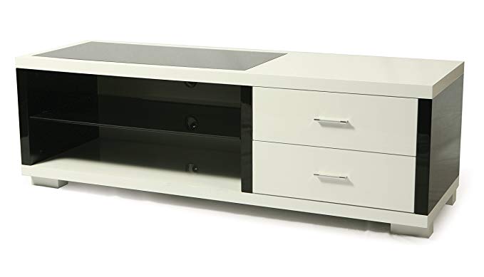 Impacterra QLFB331410000 Fontainebleau TV Stand, Black/White Wood