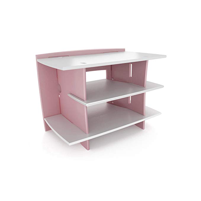 Legare Kids Gaming and TV Stand, Storage Unit, Pink and White