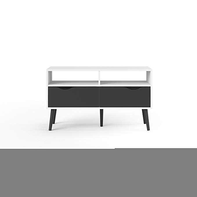 Tvilum 7538349gm Diana TV Stand, White/Black Matte