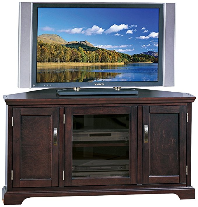 Leick Riley Holliday Corner TV Stand with Storage, 46-Inch, Chocolate