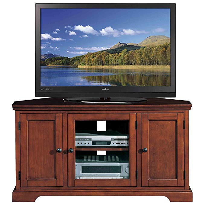 Leick Riley Holliday Westwood Corner TV Stand with Storage, 46-Inch, Brown Cherry