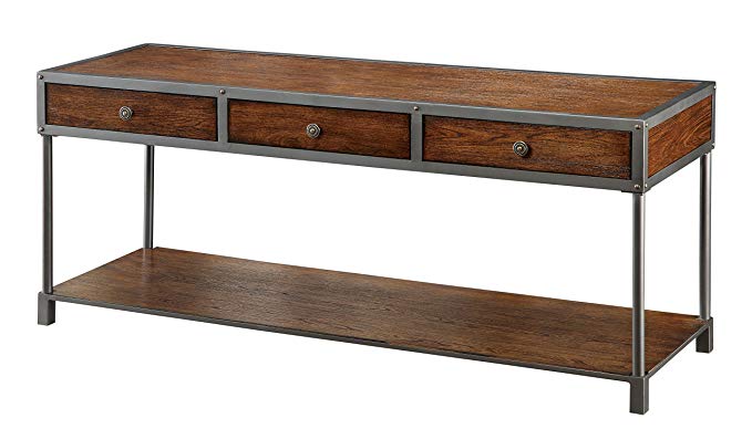 Furniture of America Castor Industrial TV Console, 60-Inch, Antique Oak