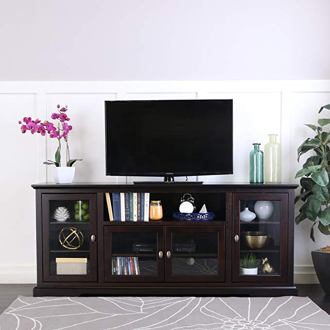 New 70 Inch Wide Highboy Style Wood Tv Stand-Espresso Brown Finish