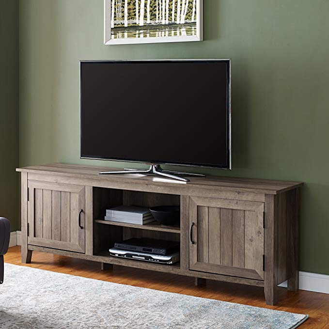 WE Furniture AZ70CS2DGW TV Stand and Storage Console, 70