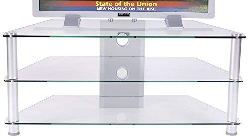 RTA Home and Office TVM-020 Clear Tempered Glass Plasma TV Stand with Wire Management for a 42