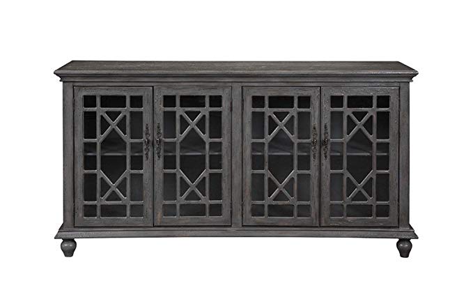 Treasure Trove Accents 17471 Four Door Media Credenza, Texture Grey