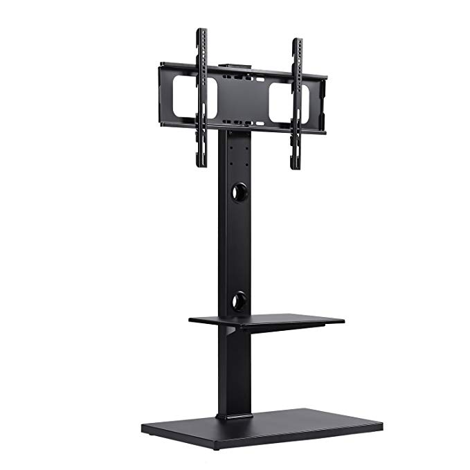 Rfiver Swivel Floor TV Stand with Mount and Two Shelves for 32 to 65 Inches Plasma LCD LED Flat or Curved Screen TVs, Black TF1001