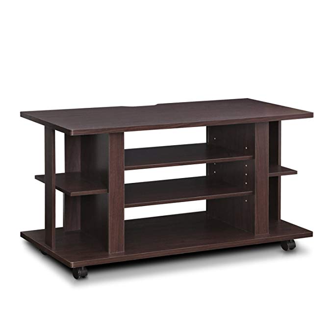 Furinno Indo FL-1000EX 4-Tier Low Rise Tatami TV Stands with Casters, Espresso