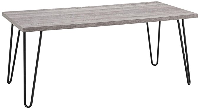 Ameriwood Home Owen Retro Coffee Table with Metal Legs, Sonoma Oak Gunmetal Gray