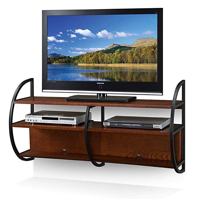 Leick Home Floating Wall Mounted TV Stand, Medium Oak Finish