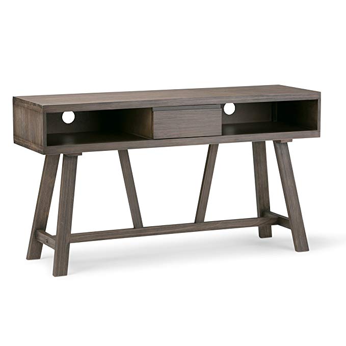 Simpli Home Dylan Solid Wood TV Media Stand, Driftwood