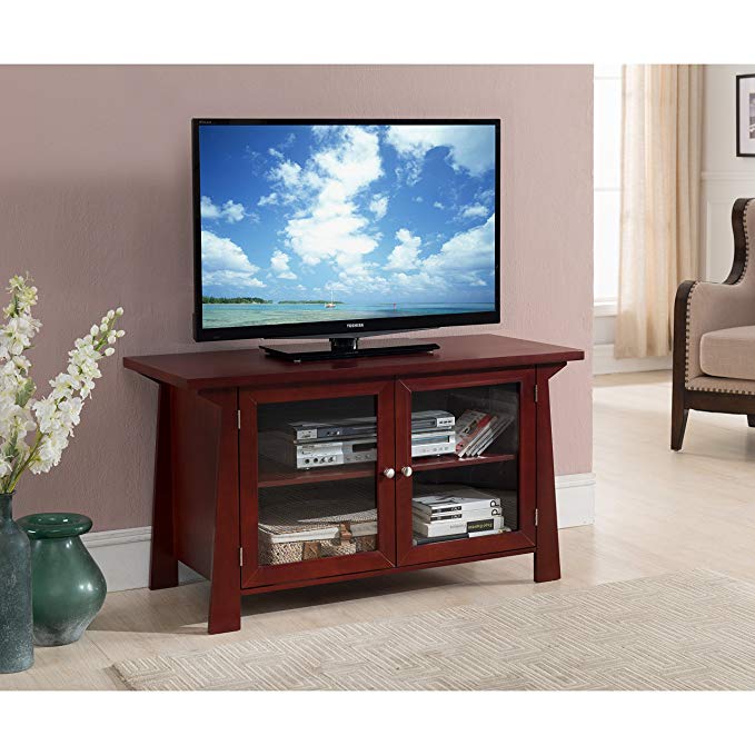 K and B Furniture Co Inc K and B Furniture Cherry Wood and Glass 42-inch Entertainment Center