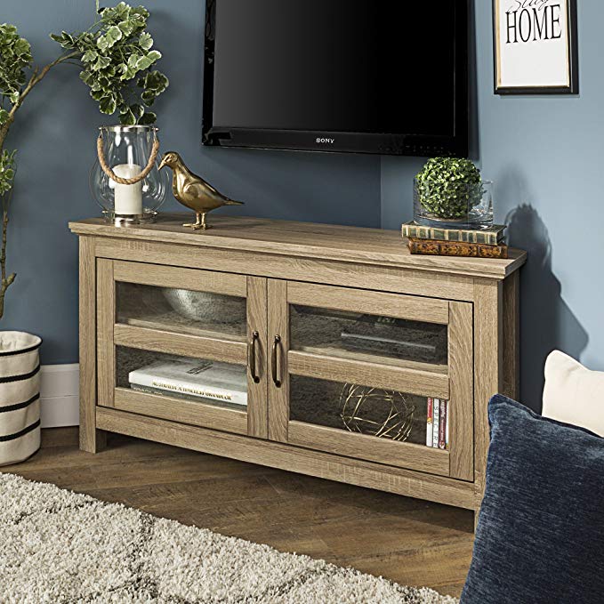 New 44 Inch Wide Corner Television Stand-Driftwood Finish