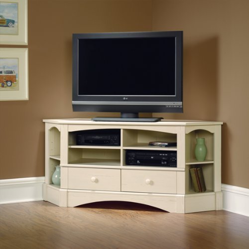 Corner TV Stand Entertainment Center - Antiqued Finish