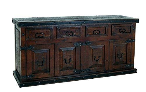 Rustic Gran Hacienda 4 Drawer Console Solid Wood Credenza Lodge Old West