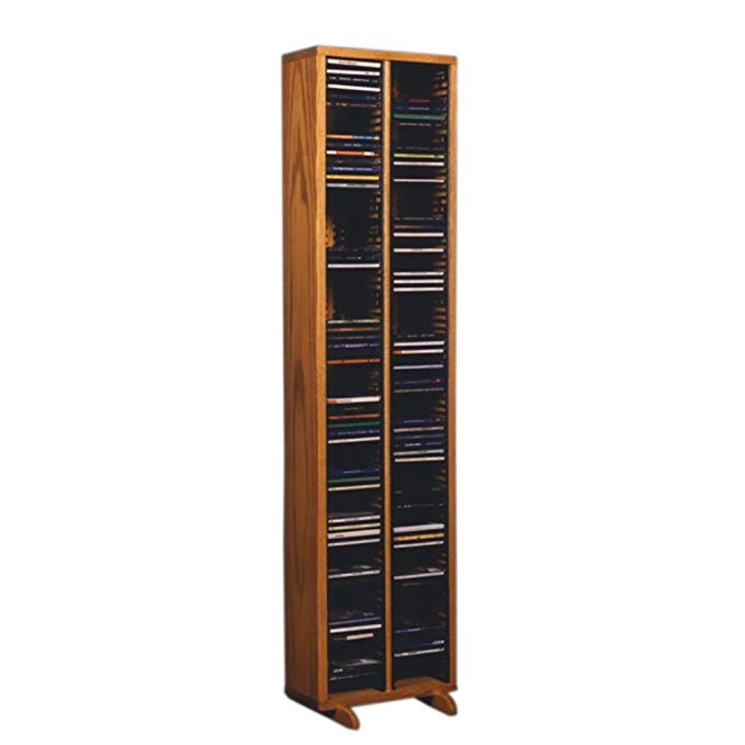 Cdracks Media Furniture Solid Oak Tower for CD Capacity 160 CD's Honey Finish 209-4 (Individual Locking Slots)