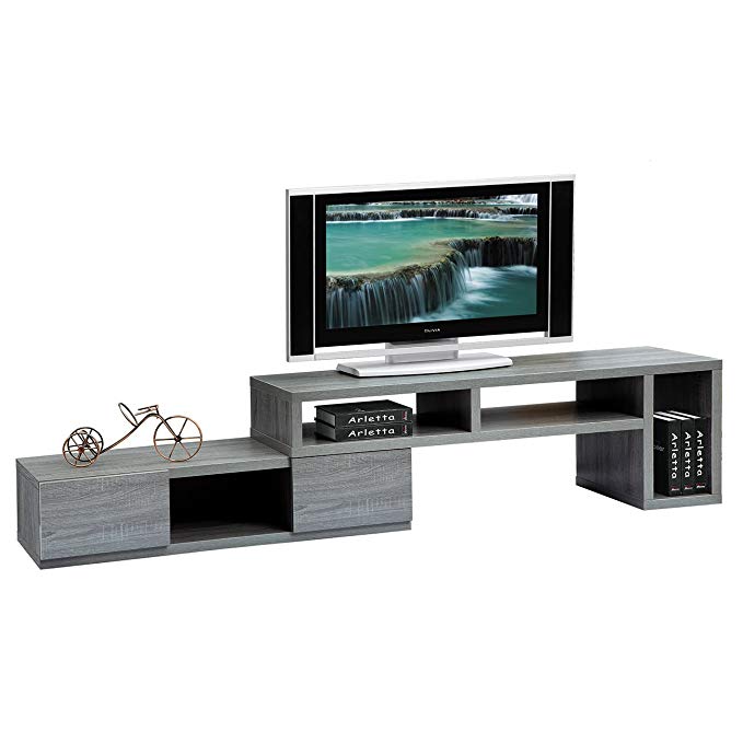 Techni Mobili GRAY Modern Adjustable TV Stand Console for TV's up to 65