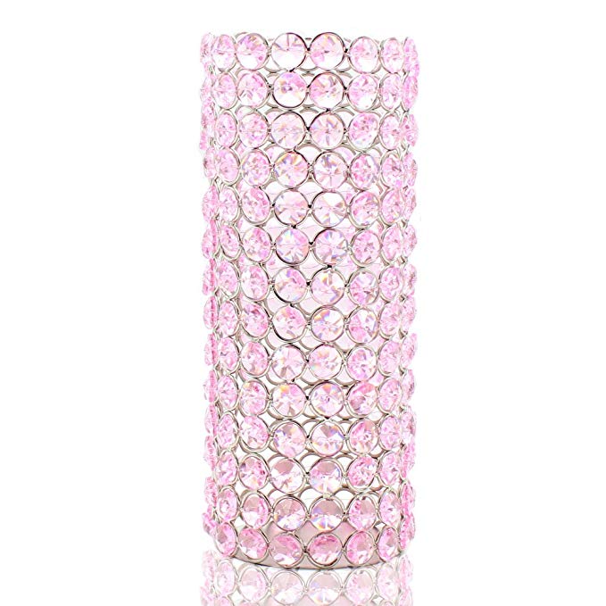 Chandelier Speaker Stand with Crystals - Light Pink