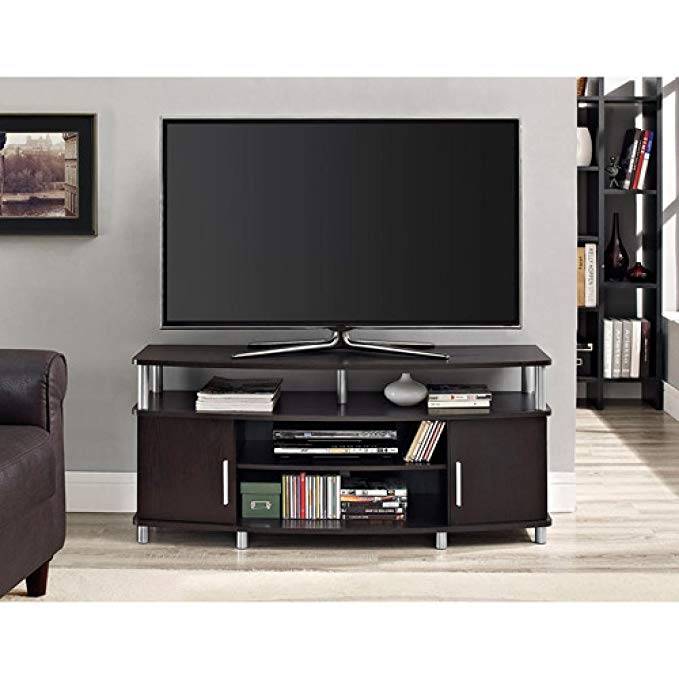 Premium Tv Stand for Flat Screens Wood Carson Console Furniture and Entertainment for 50 Inch (Espresso)