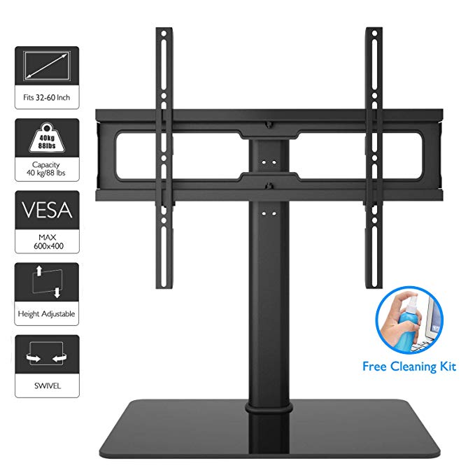 1home Table Top Pedestal TV Stand 32”-60” LCD/LED/Plasma TVs Swivel Height Adjustable