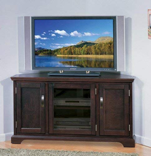 Corner Entertainment Center TV Stand Big Screen TV Media Console Entertainment Units Home Entertainment Center Armoires Chocolate Finish Cherry Wood 50-Inch Television Home Entertainment Center Chocolate Finish Cherry Wood