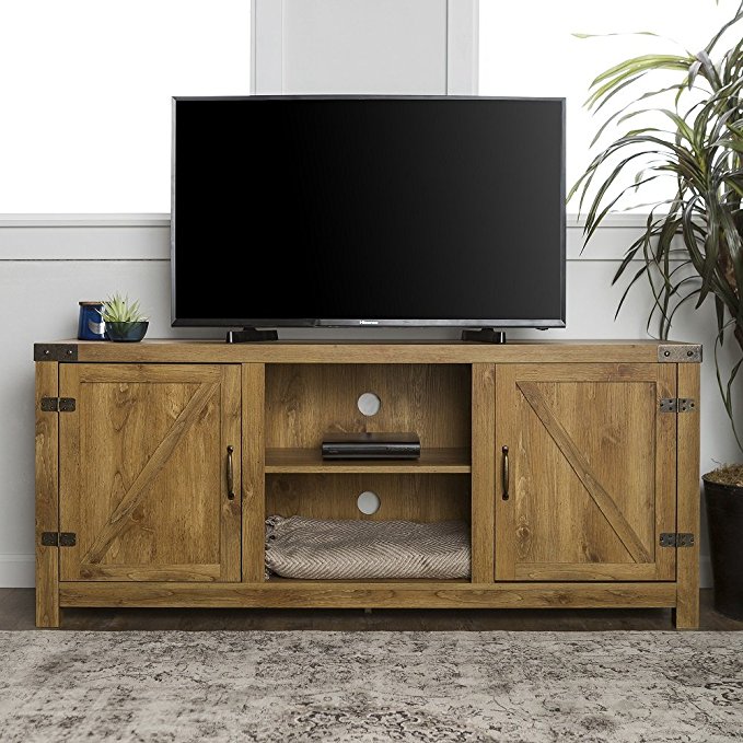 Home Accent Furnishings New 58 Inch Door Television Stand with Side Doors (Barnwood)