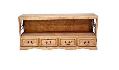 TV Stand With Iron Stars Real Wood Western Rustic Flat Screen Console