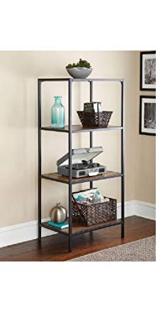 Warm Ash Powder Coated Metal 4 Shelf Media Tower