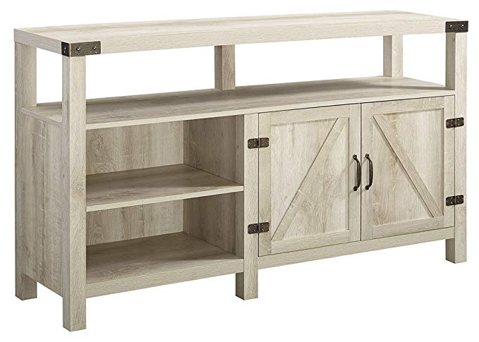 Home Accent Furnishings New 58 Inch Wide Barndoor Highboy Television Stand in White Oak Finish