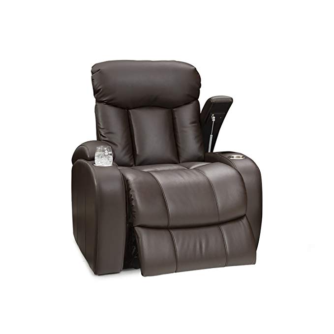 Seatcraft Sausalito Leather Gel Manual Home Theater Recliner with In-Arm Storage, Brown